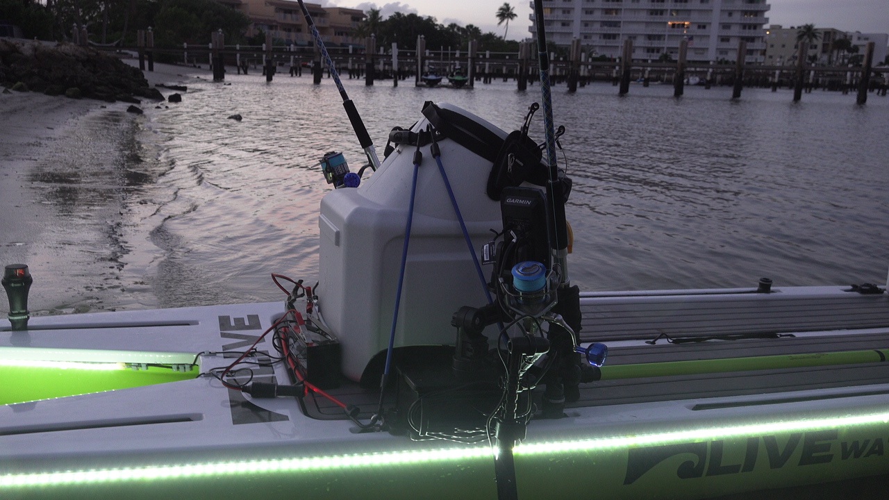 Live well, Depth Finder, and Catamaran Paddle Board Fishing on L4Expedition by Live Watersports